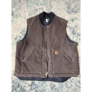 Carhartt Vest Jacket Men's XL Brown Arctic Quilted Lined Duck Hunting Vintage